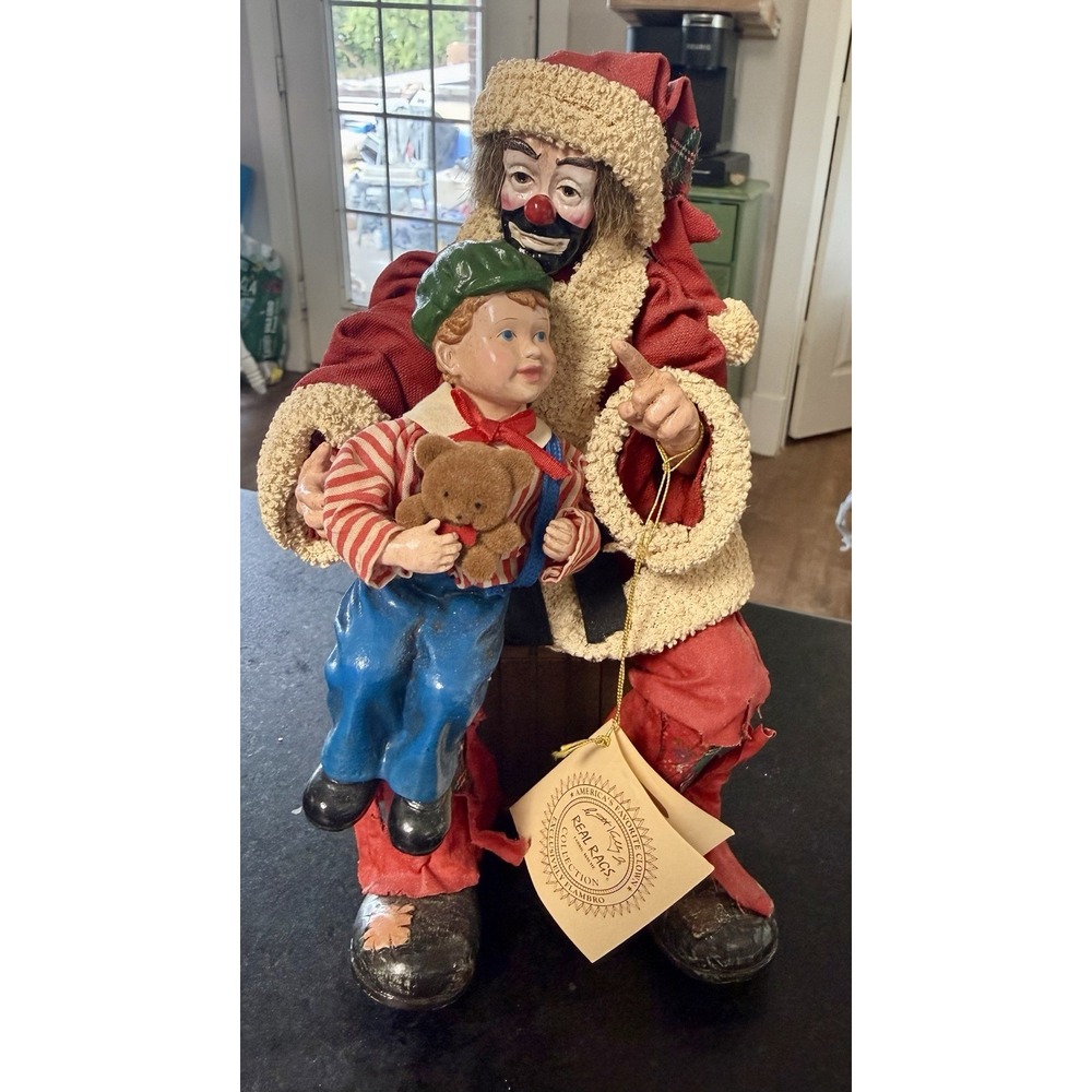 Emmett Kelly Jr., Paper Mache Santa Clown Figure with Little Boy on His Lap